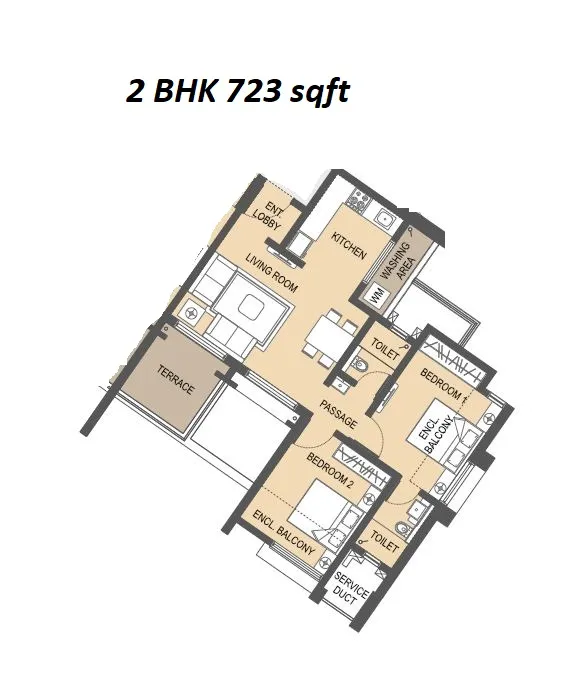 Rama Melange Unit plan - 723 sq.ft.