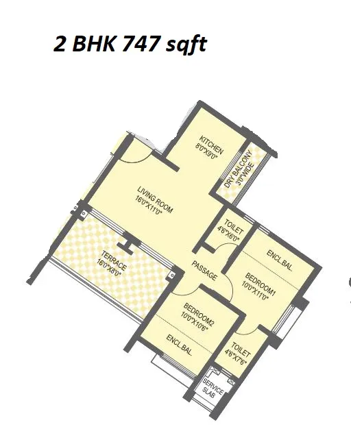 Rama Melange Unit plan - 747 sq.ft.