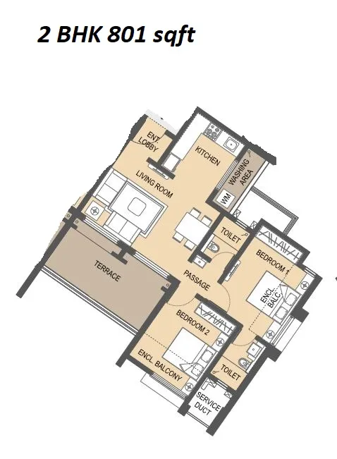 Rama Melange Unit plan - 801 sq.ft.
