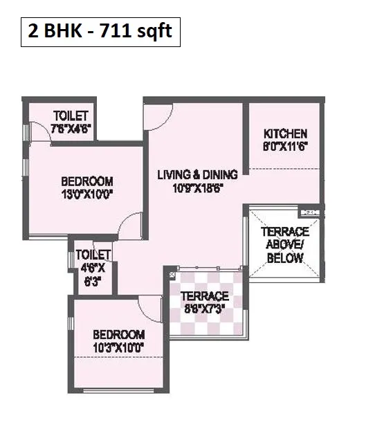 Rama Metro Life Maxima Unit plan - 711 sq.ft.