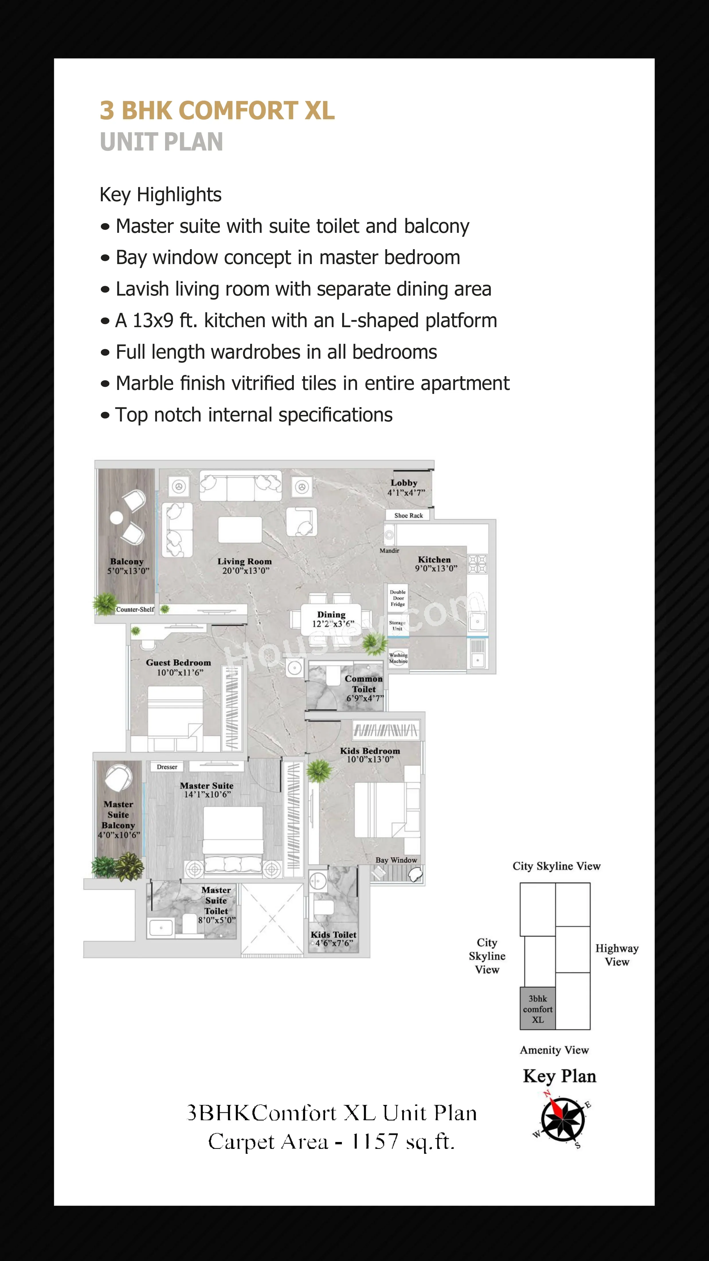 Rama Metro Life Ultima Unit plan - 1157 sq.ft.