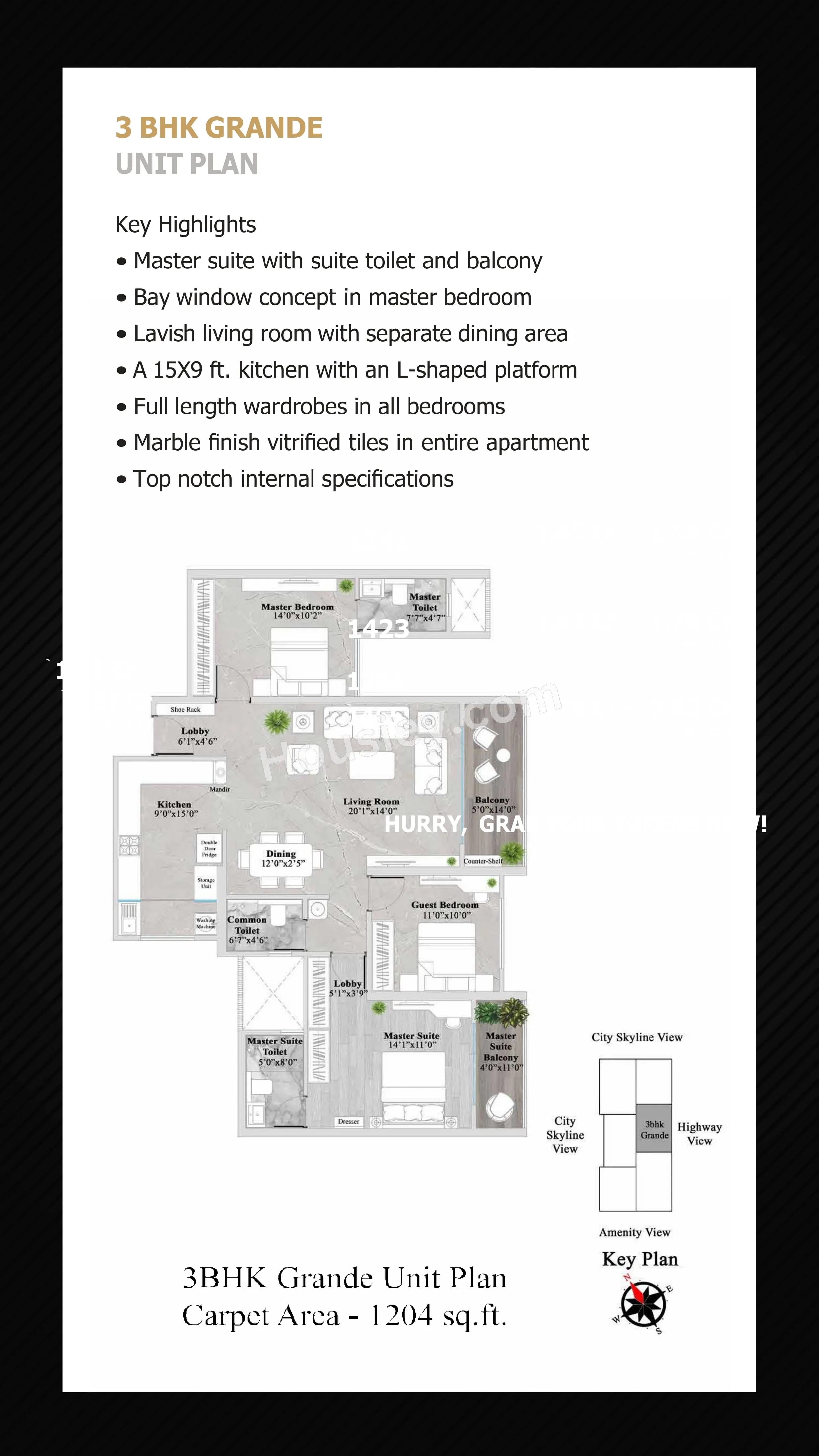 Rama Metro Life Ultima Unit plan - 1205 sq.ft.