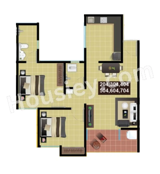 Rameshwar Yashobhoomi Phase 2 Unit plan - 614 sq.ft.