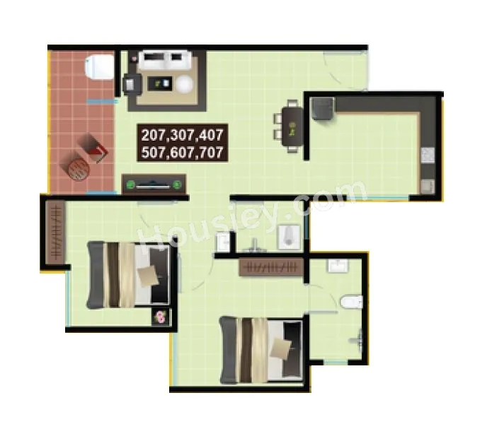 Rameshwar Yashobhoomi Phase 2 Unit plan - 616 sq.ft.