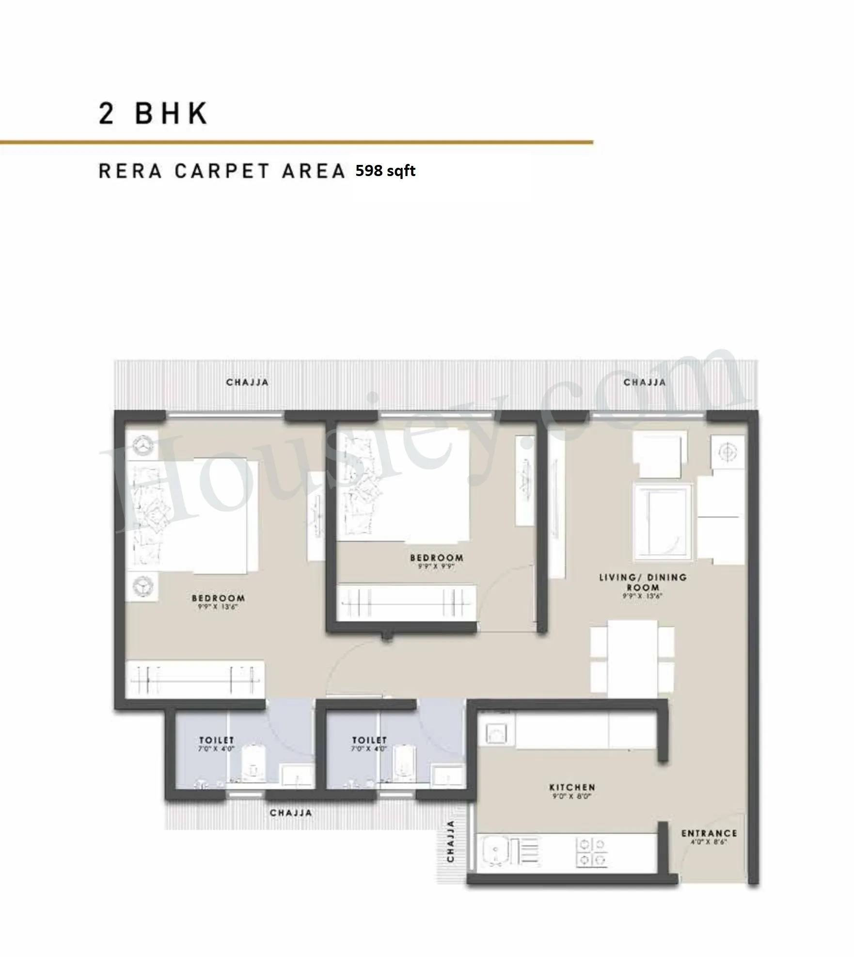 Unit plan - 596 sq.ft.