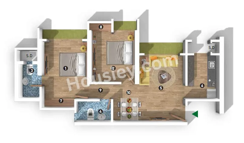 Raunak Unnathi Woods Supreme Unit plan - 650 sq.ft.