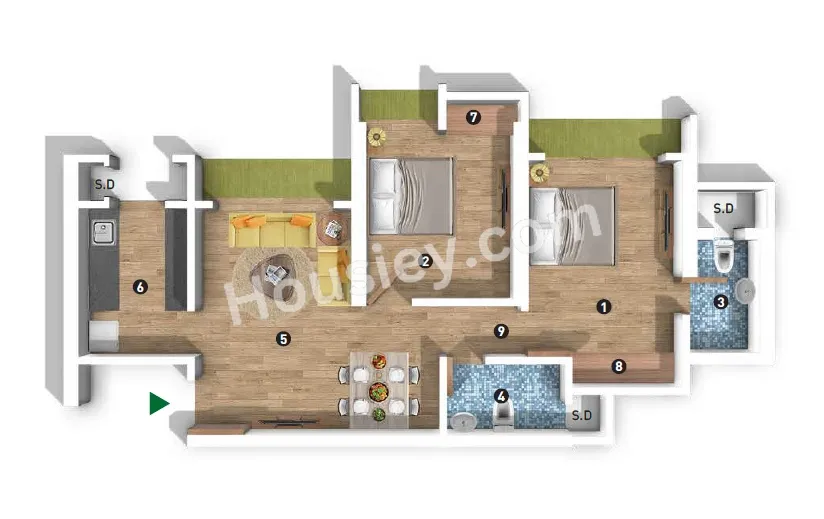 Raunak Unnathi Woods Supreme Unit plan - 655 sq.ft.
