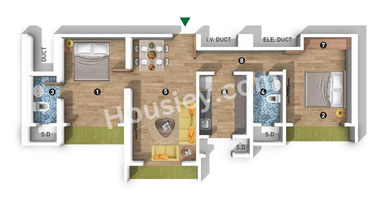 Raunak Unnathi Woods Supreme Unit plan - 675 sq.ft.