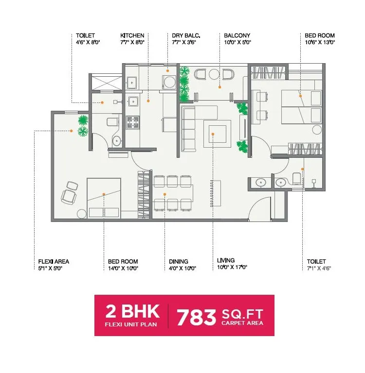 Ravima Newton Unit plan - 783 sq.ft.