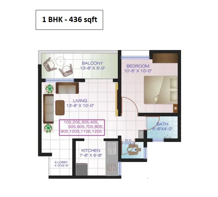 Real Dream Homes Unit plan - 436 sq.ft.