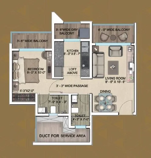 Regency Anantam Unit plan - 527 sq.ft.