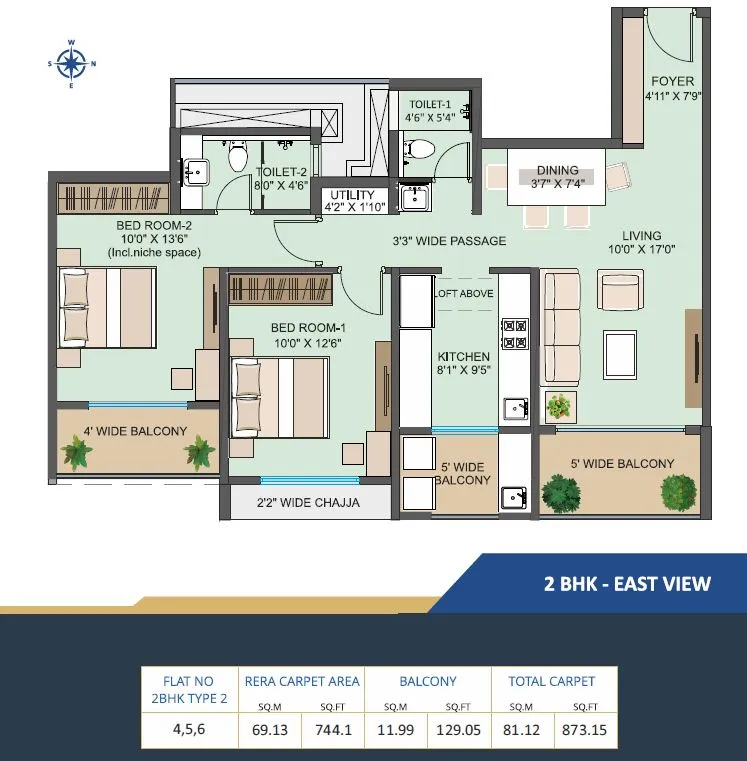 Regency Astra Unit plan - 873 sq.ft.