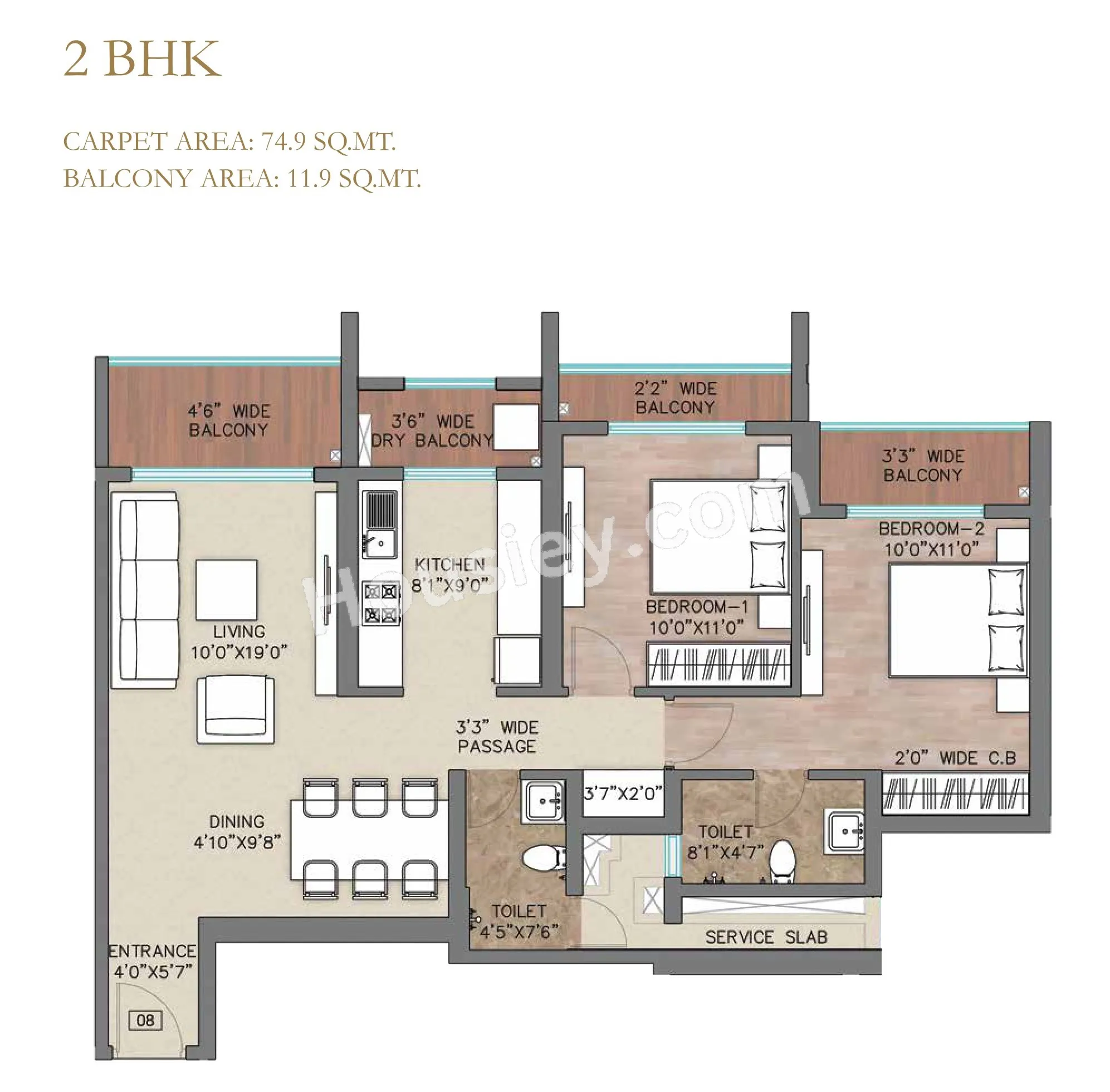 Regency Luxuria Unit plan - 933 sq.ft.