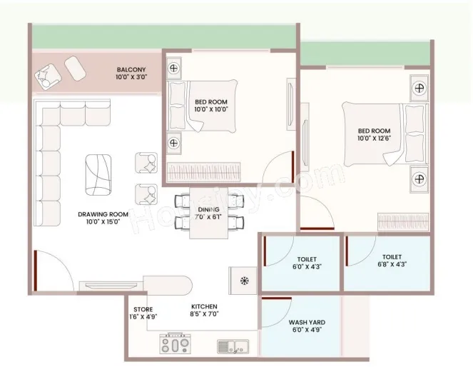 Resset Good Earth Unit plan - 574 sq.ft.
