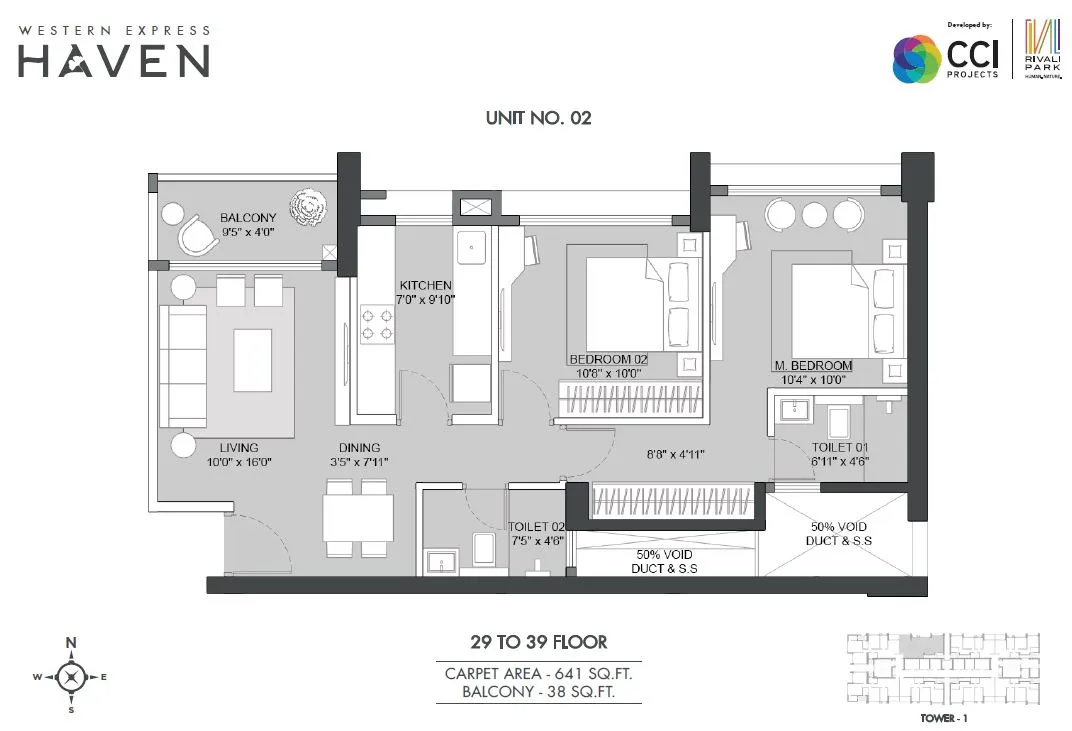 CCI Rivali Park Haven Unit plan - 679 sq.ft.