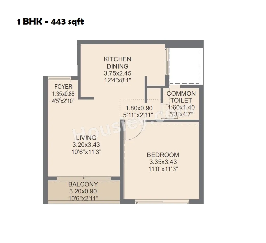 Rohan Harita Unit plan - 443 sq.ft.