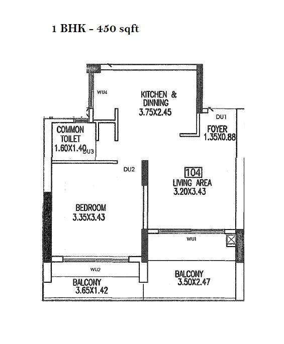 Rohan Harita Unit plan - 450 sq.ft.