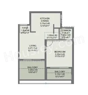 Rohan Harita Unit plan - 554 sq.ft.