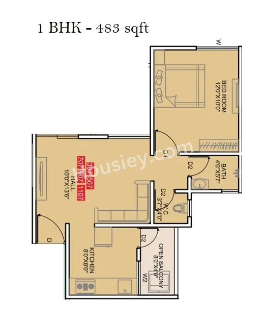 Unit plan - 483 sq.ft.