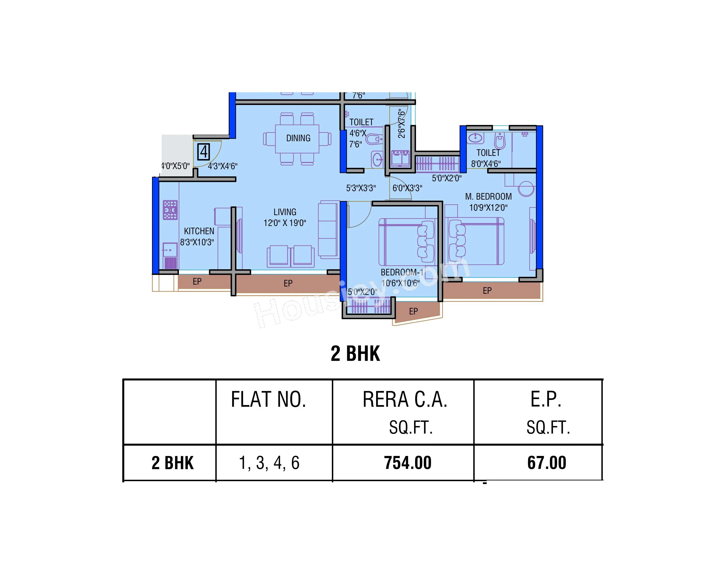 Rosa Manhattan Unit plan - 754 sq.ft.