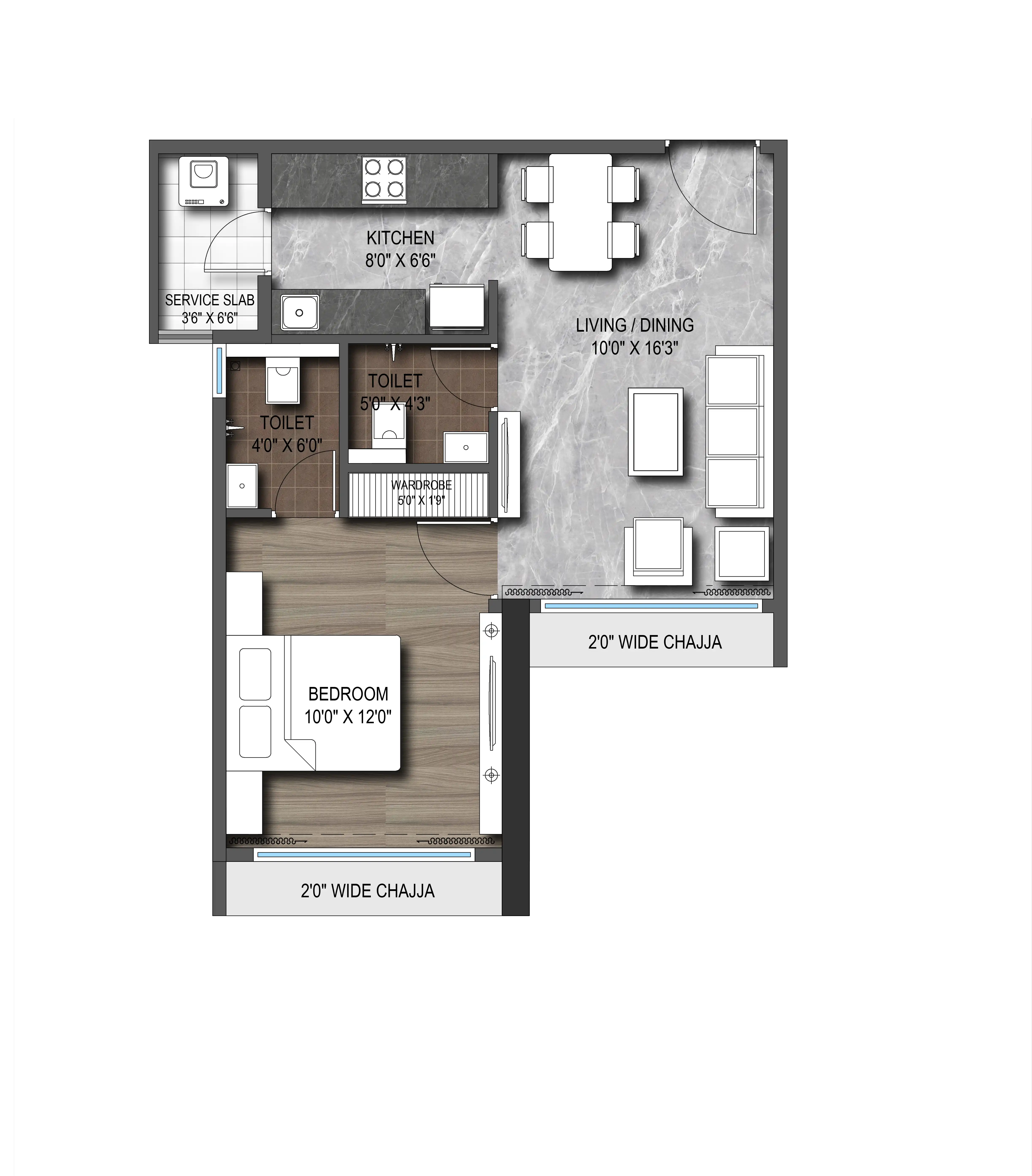 Unit plan - 401 sq.ft.