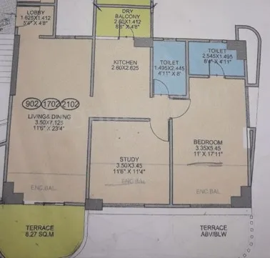 Royal Velstand Unit plan - 980 sq.ft.