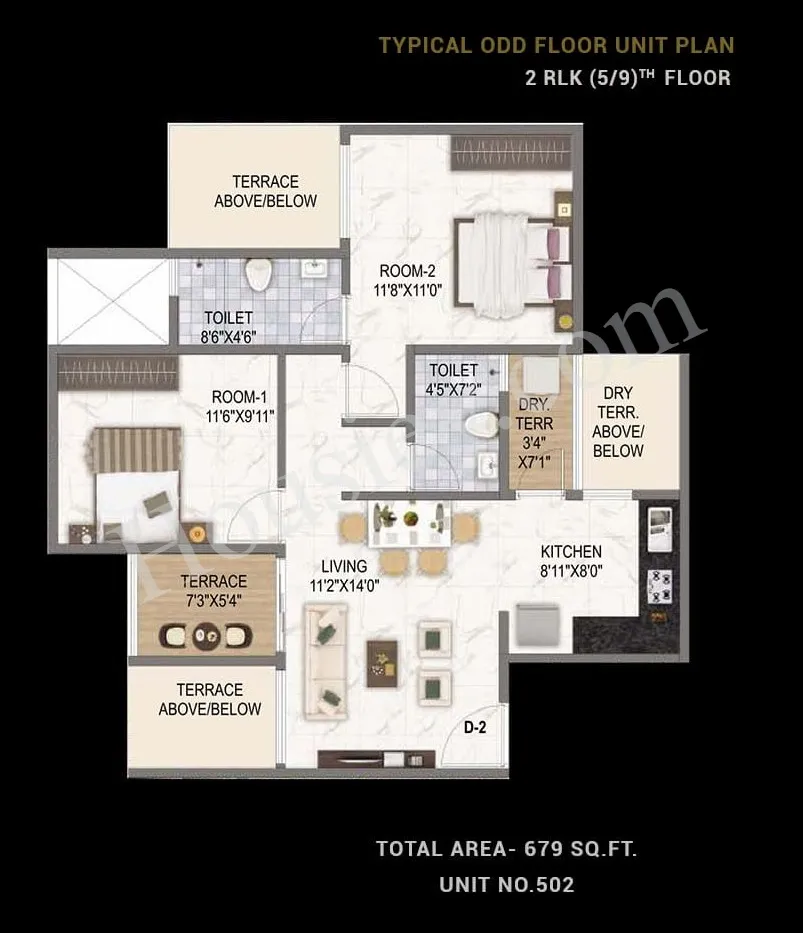 Runal Spacio Unit plan - 679 sq.ft.