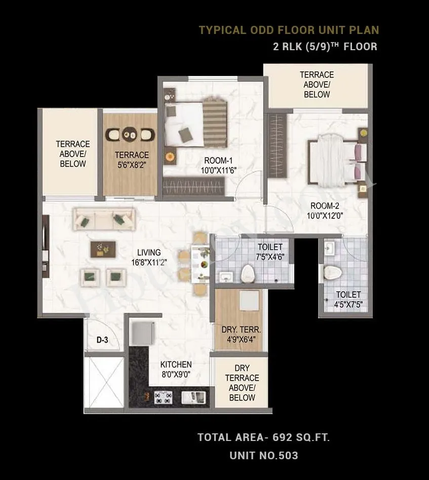 Runal Spacio Unit plan - 692 sq.ft.