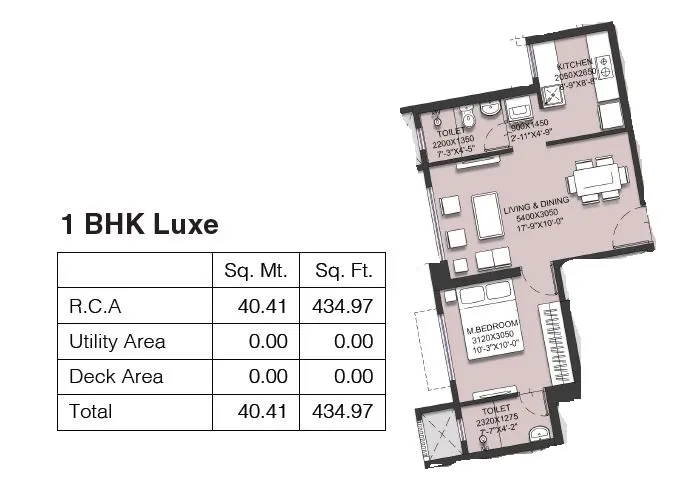 Runwal Garden Phase 3 Unit plan - 435 sq.ft.
