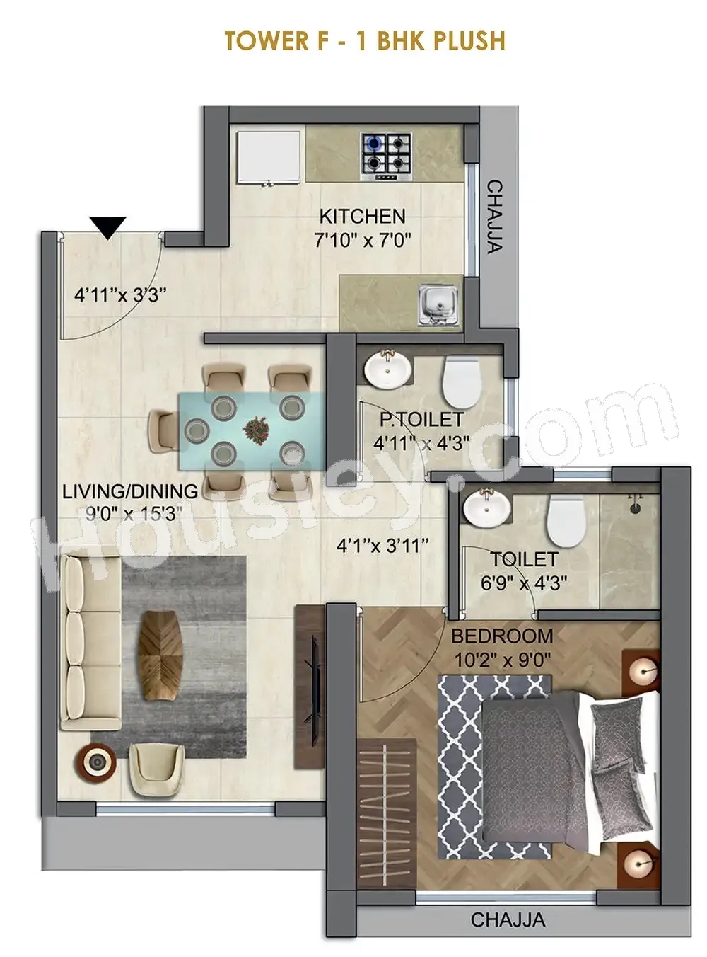 Runwal Lands End Unit plan - 391 sq.ft.