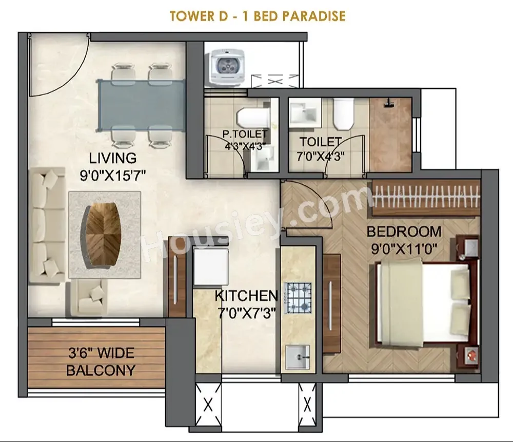 Runwal Lands End Unit plan - 418 sq.ft.