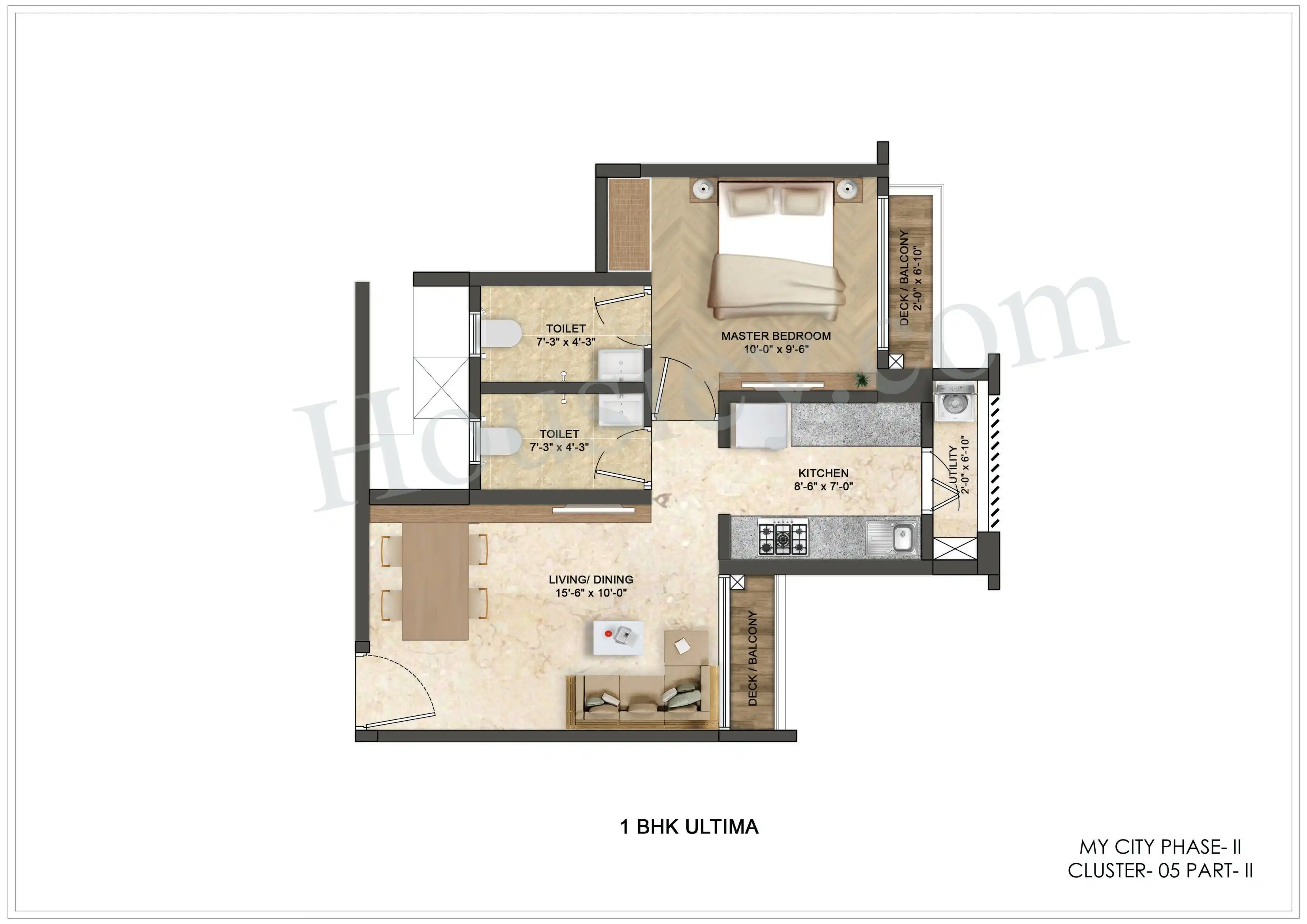 Runwal My City Blossom City Unit plan - 463 sq.ft.