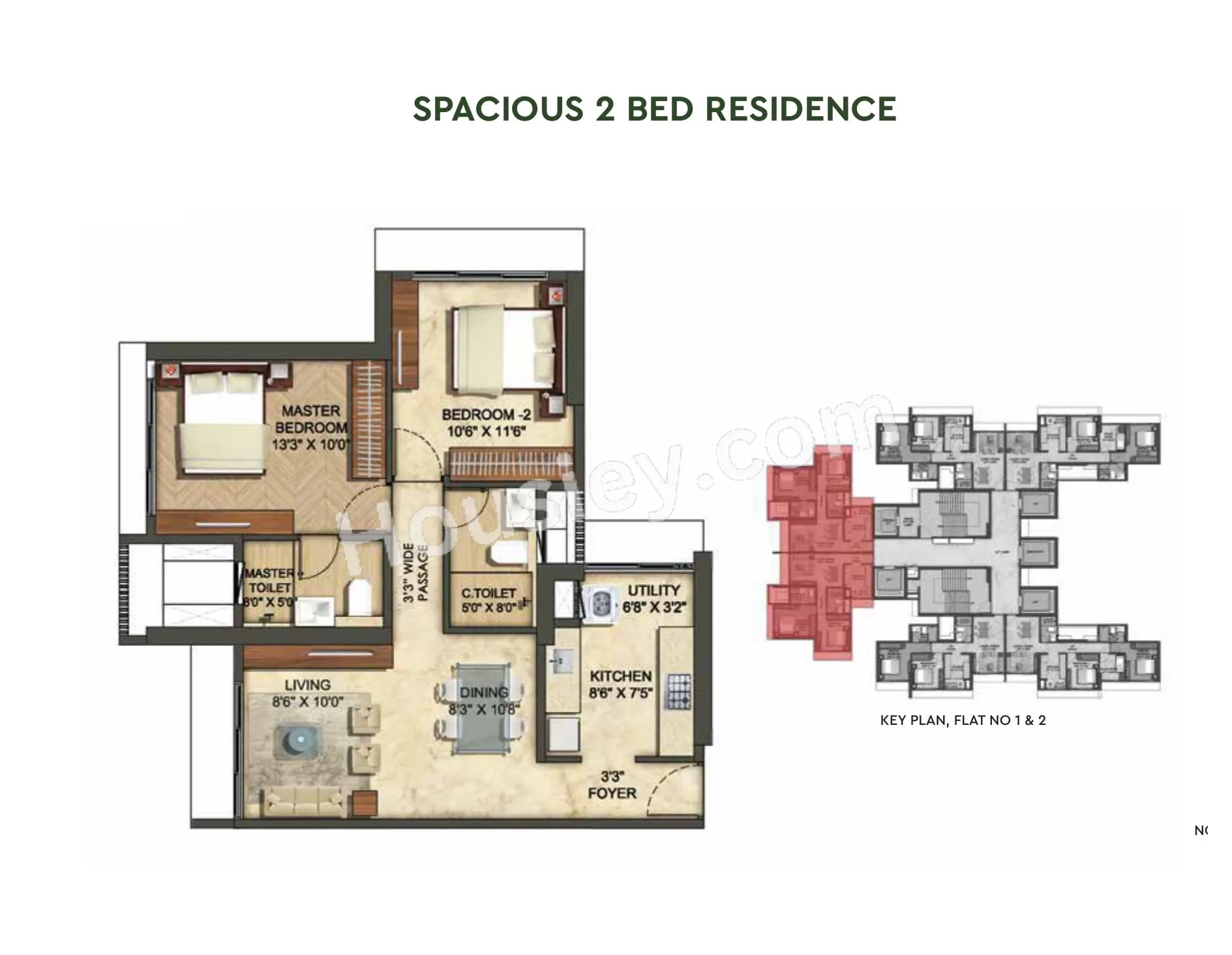 Runwal Sanctuary Unit plan - 690 sq.ft.