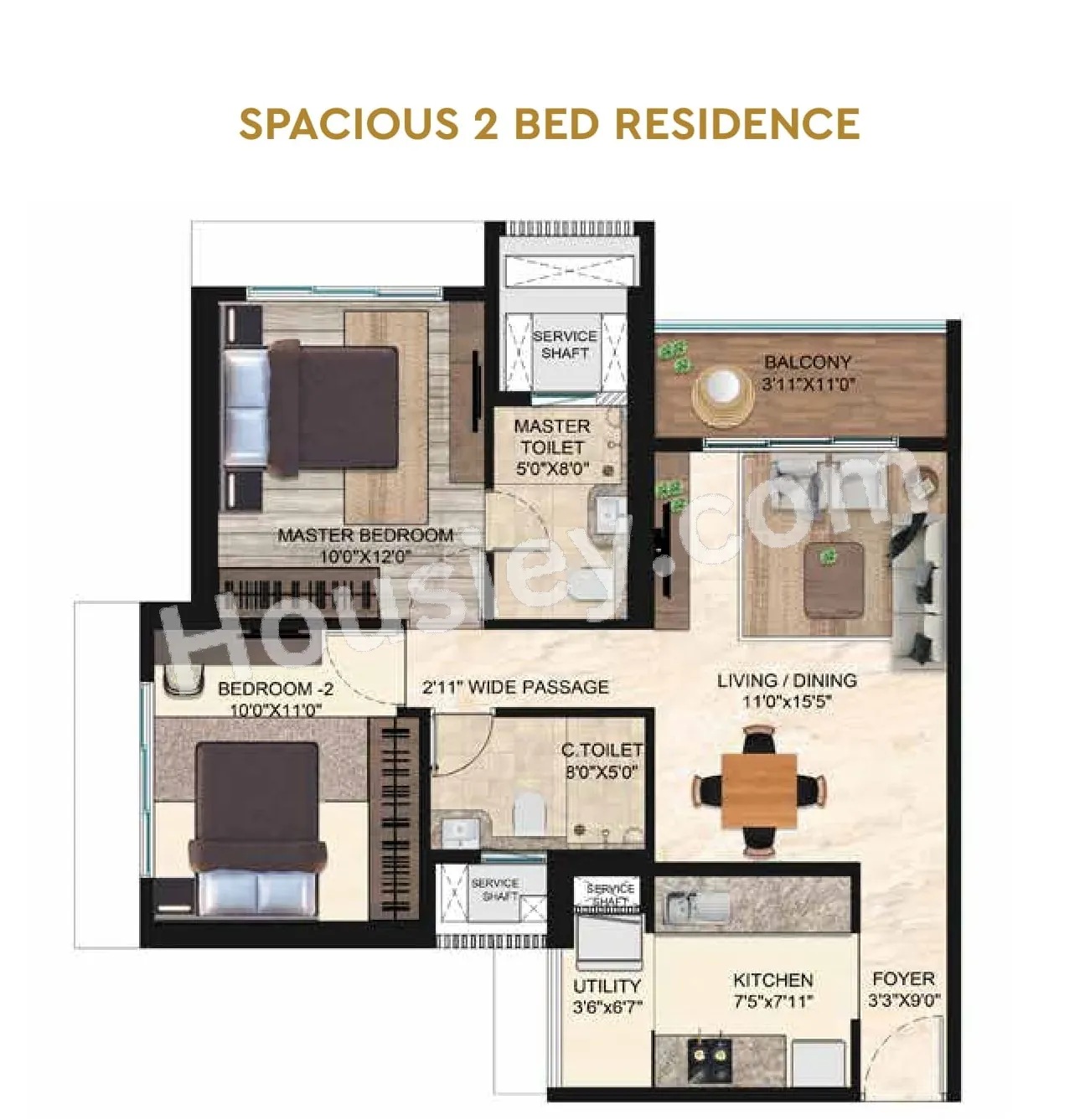 Runwal Sanctuary Unit plan - 675 sq.ft.
