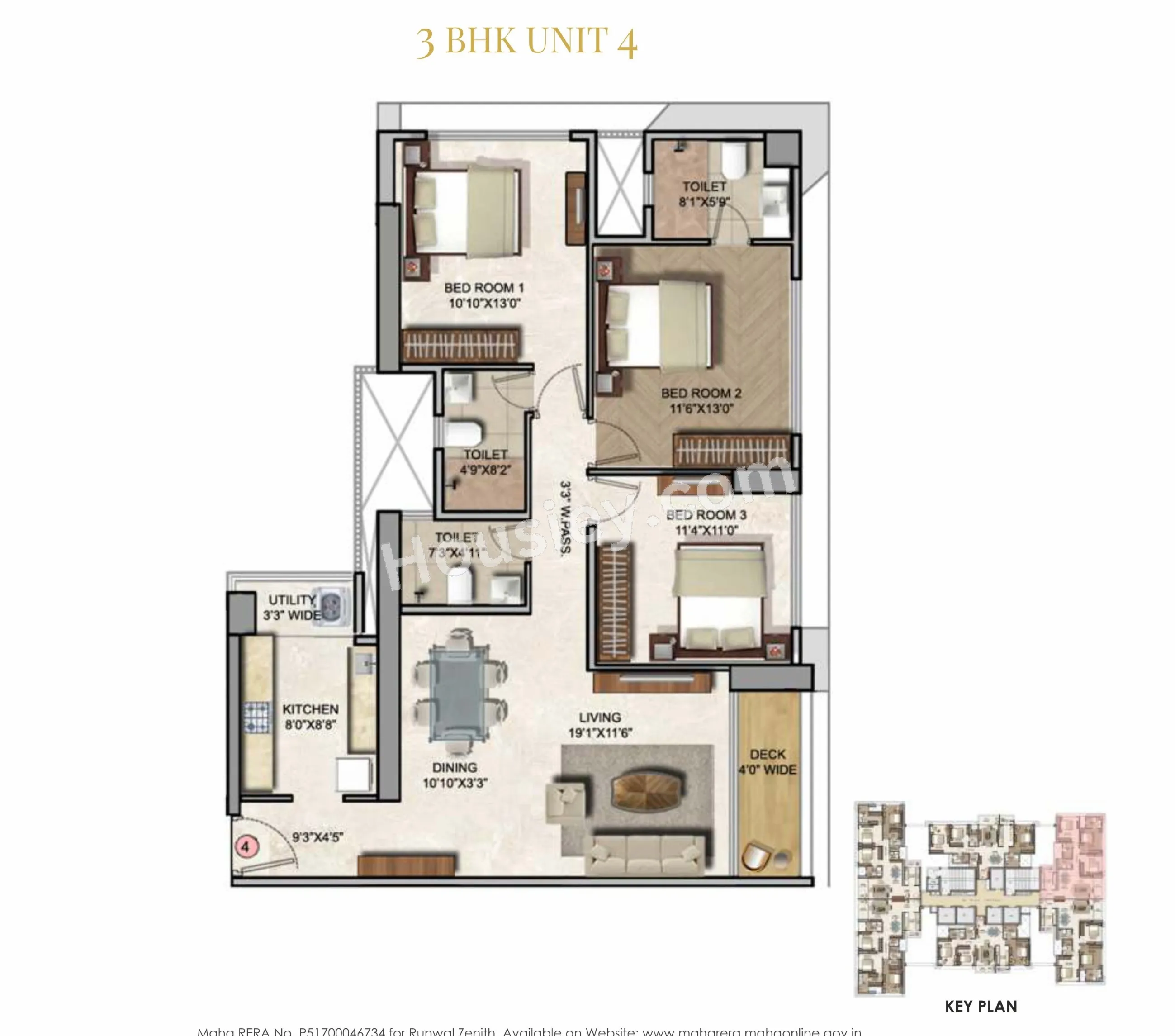 Runwal Zenith Unit plan - 1081 sq.ft.