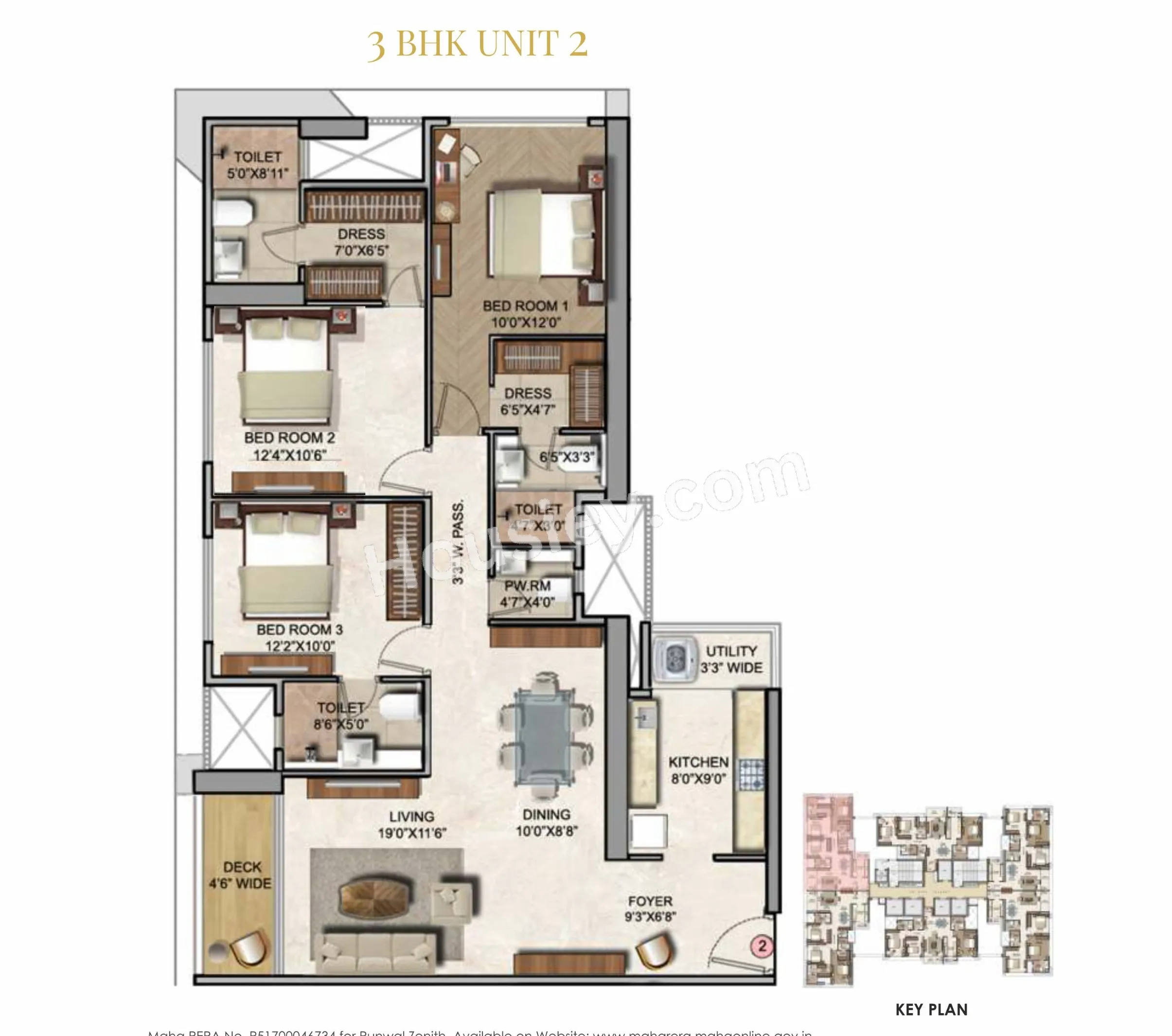 Runwal Zenith Unit plan - 1214 sq.ft.