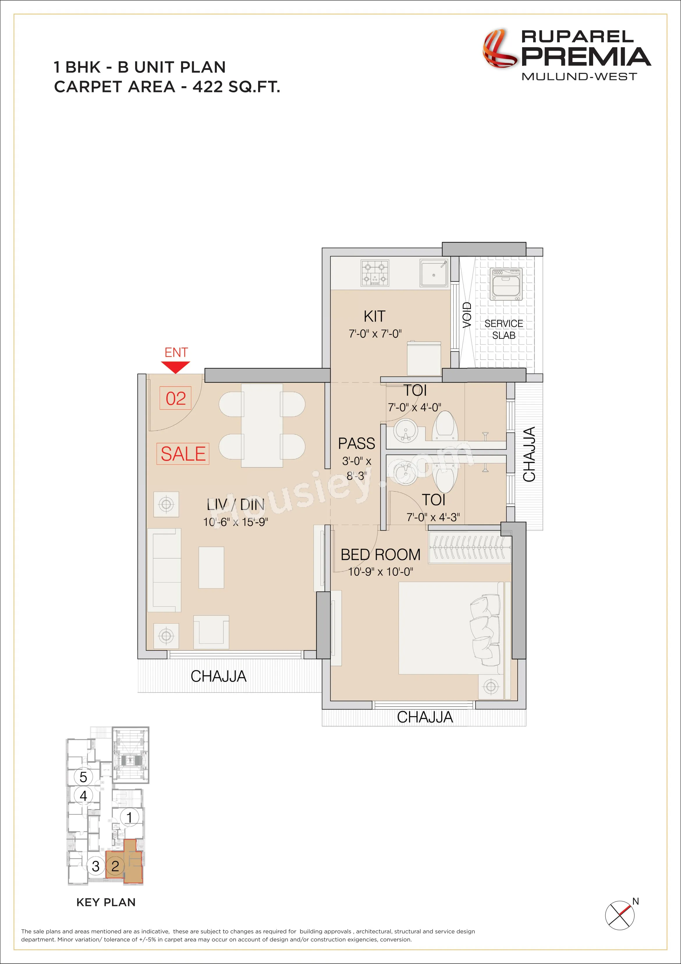 Ruparel Premia Unit plan - 422 sq.ft.