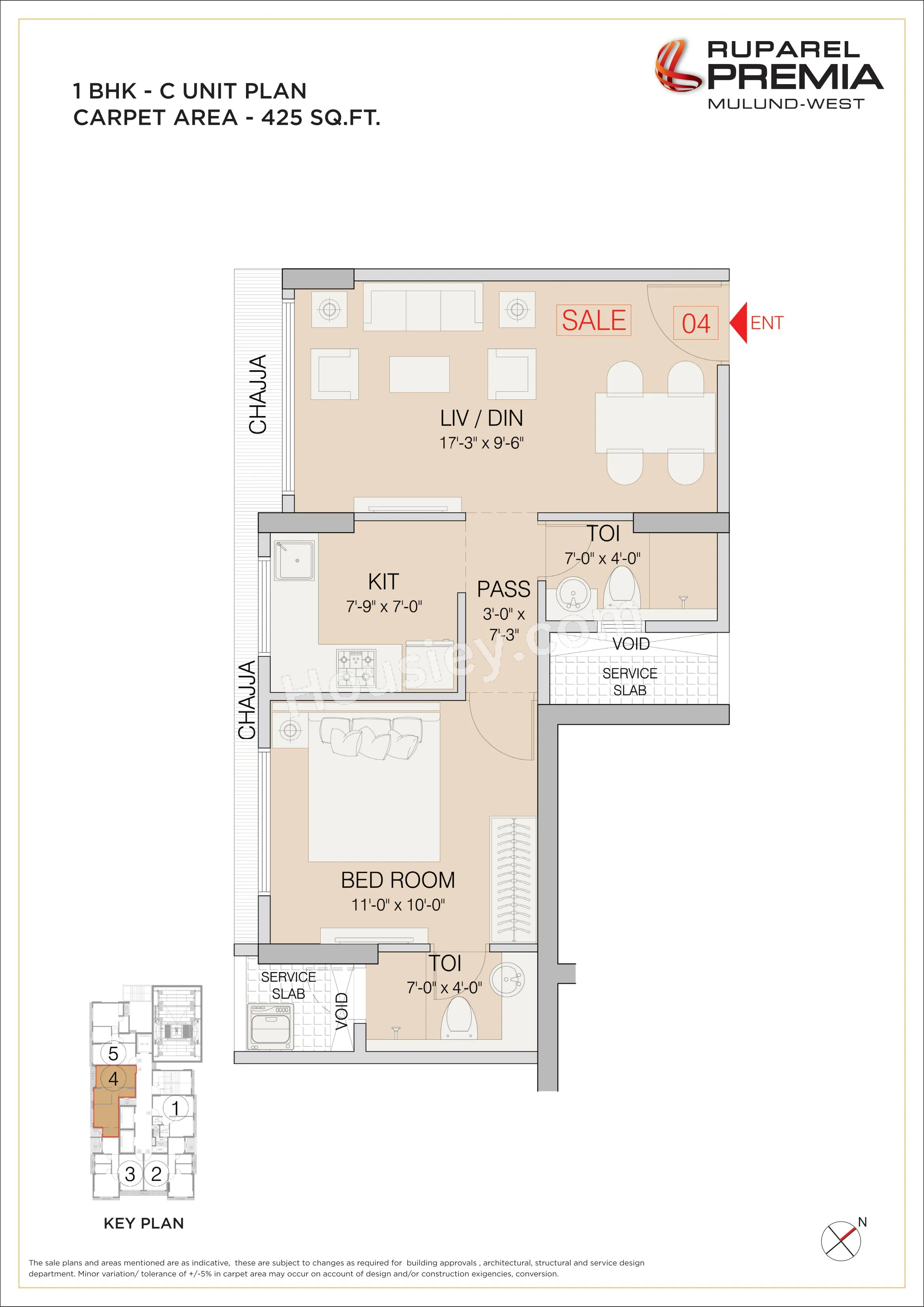 Ruparel Premia Unit plan - 425 sq.ft.