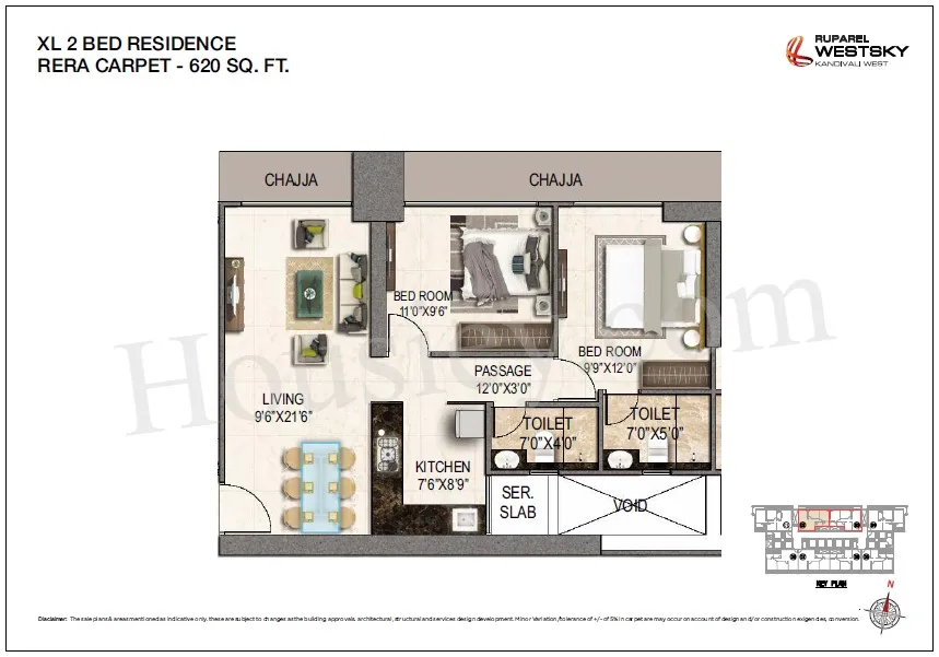 Ruparel WestSky Unit plan - 620 sq.ft.