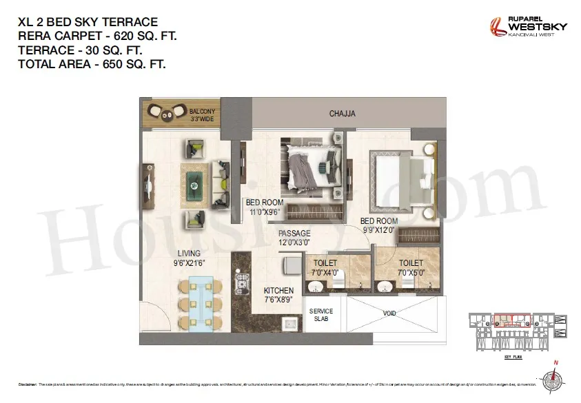 Ruparel WestSky Unit plan - 650 sq.ft.