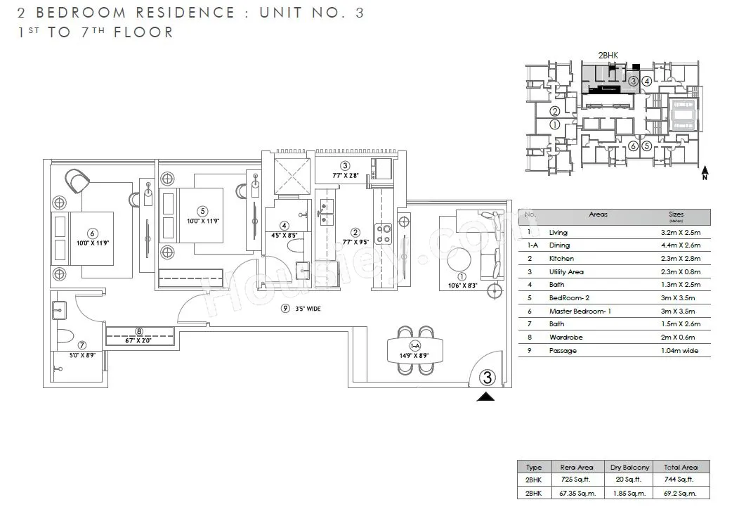 Unit plan - 745 sq.ft.