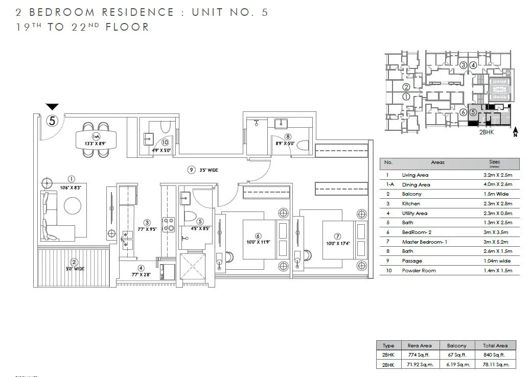 Rustomjee Reserve Unit plan - 786 sq.ft.