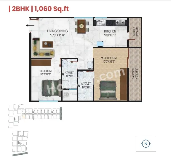 SDMV Elite Unit plan - 742 sq.ft.