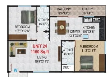SDMV Elite Unit plan - 812 sq.ft.