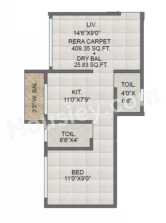 SK Shree Krishna Bhoomi Unit plan - 412 sq.ft.