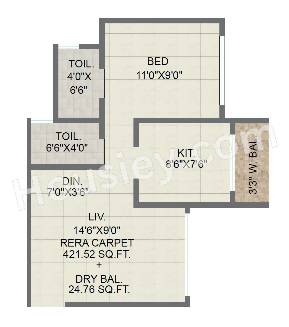 SK Shree Krishna Bhoomi Unit plan - 423 sq.ft.
