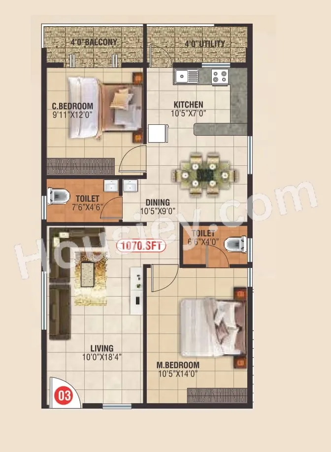 SLV Icon Unit plan - 716 sq.ft.
