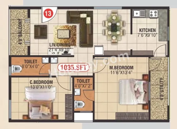 SLV Icon Unit plan - 760 sq.ft.