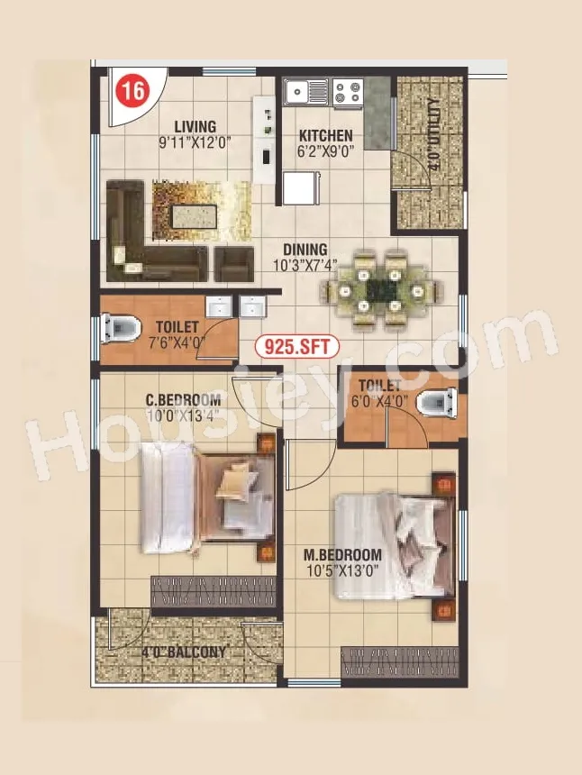 SLV Icon Unit plan - 619 sq.ft.