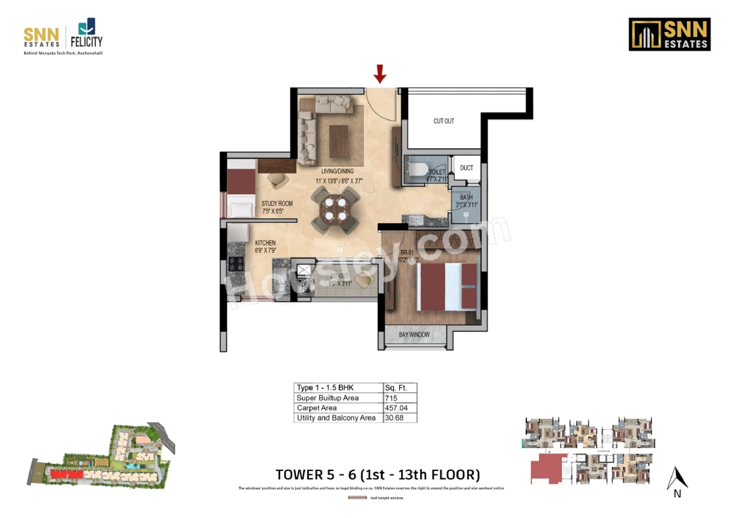 SNN Estates Felicity Unit plan - 457 sq.ft.